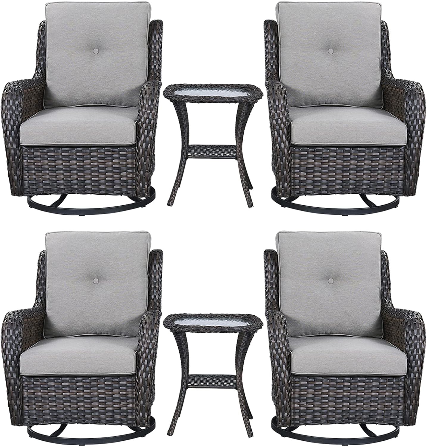 Rilyson Wicker Rocking Chair Swivel Chairs 6 Piece Rocker