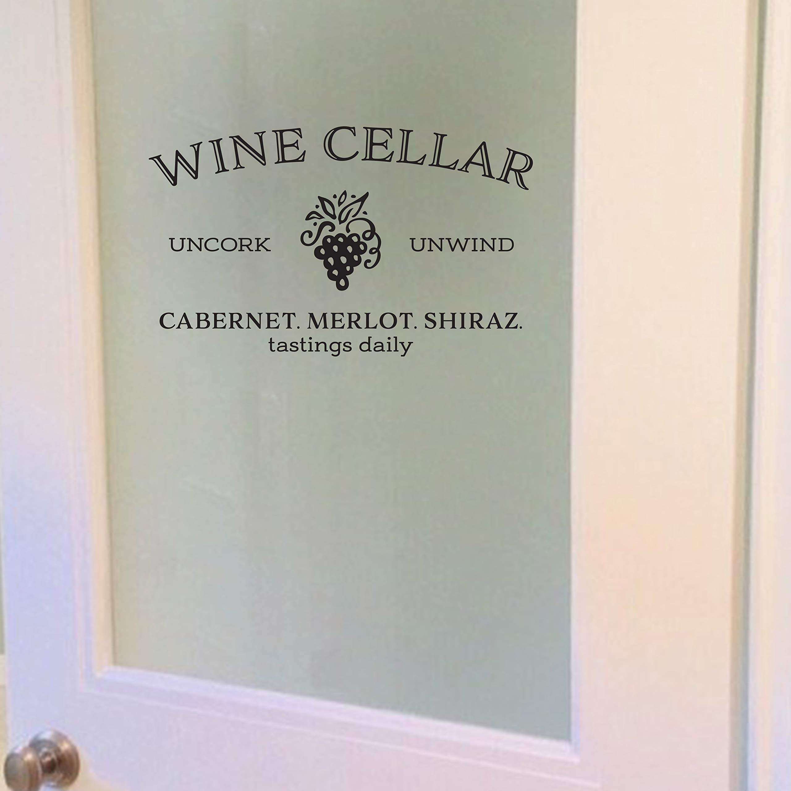 WINE CELLAR Uncork Unwind Vinyl Wall Decal by Wild Eyes Signs, Cabernet, Merlot, Shiraz, Tastings Daily, Wine Room Decal, Glass Door Decal, Grapes Decor, Wine Cellar Sign, HH2259