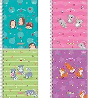 Kit com 4 Cadernos de 1 Matéria, Tilibra, Capa Dura, Holly, 80 Folhas, Capas Sortidas