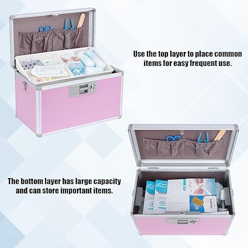 Miniatura 6 de Caja de bloqueo de medicamentos de 14 pulgadas, caja de almacenamiento de medicamentos segura para primeros auxilios, gabinete diario de aluminio