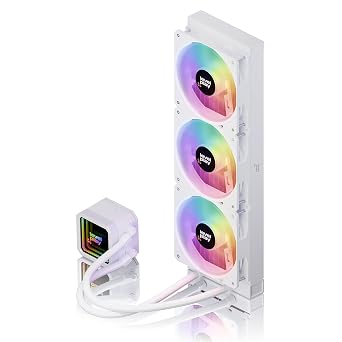 Levelplay Combat CL360 AIO Liquid Cooler TDP 300W, ARGB Infinity Mirror Pump, 360mm Radiator Cooling, ARGB Gen 2 CF120 Fans, AMD AM5 / AM4 & Intel LGA 1851 / LGA 1700 Compatible White