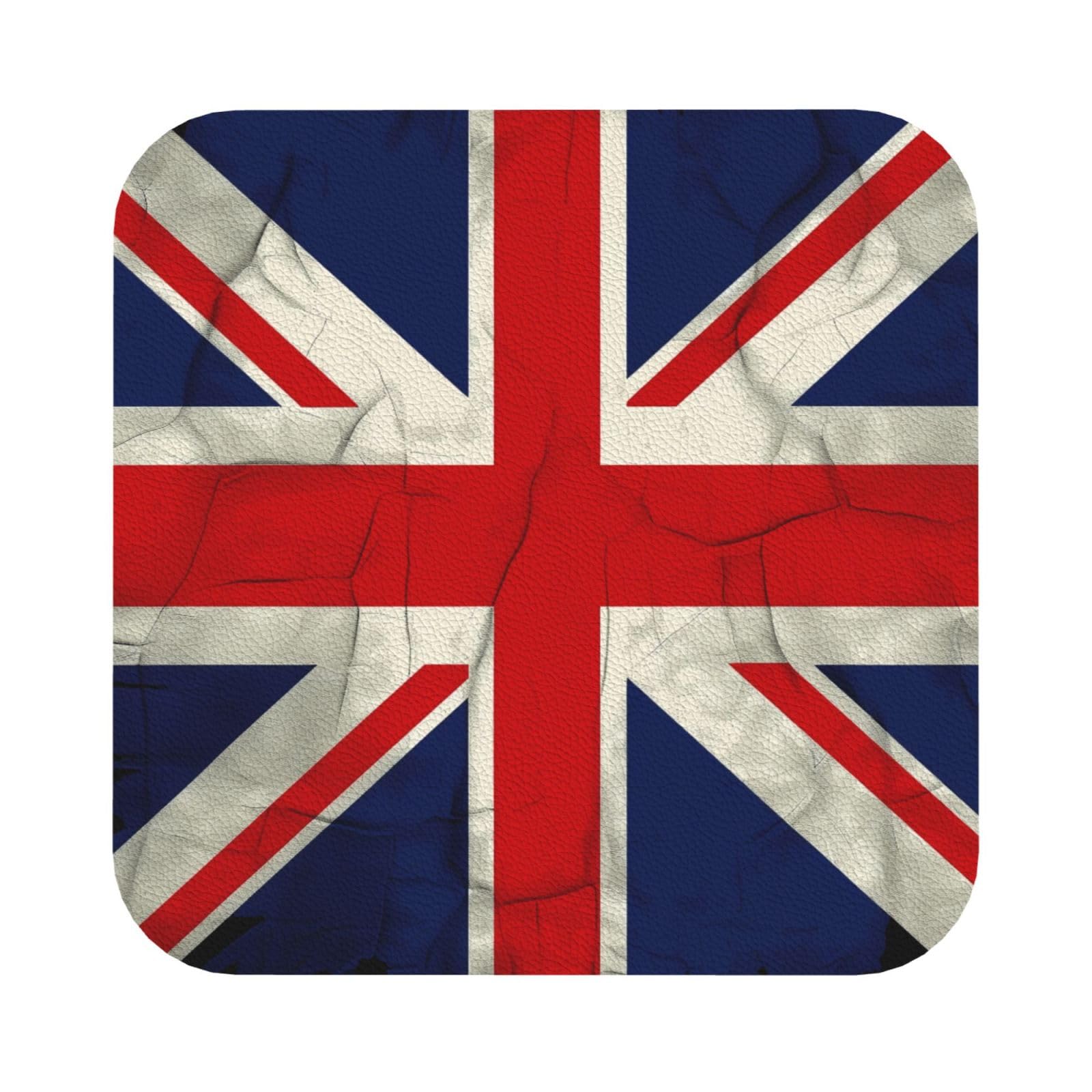 UK Flag Print Leather Coaster Set of 6, Square Coasters Table Decorative Coffee Cup Beverage Coasters Wine Beer Bar Coasters for Hot Drinks Table Protection