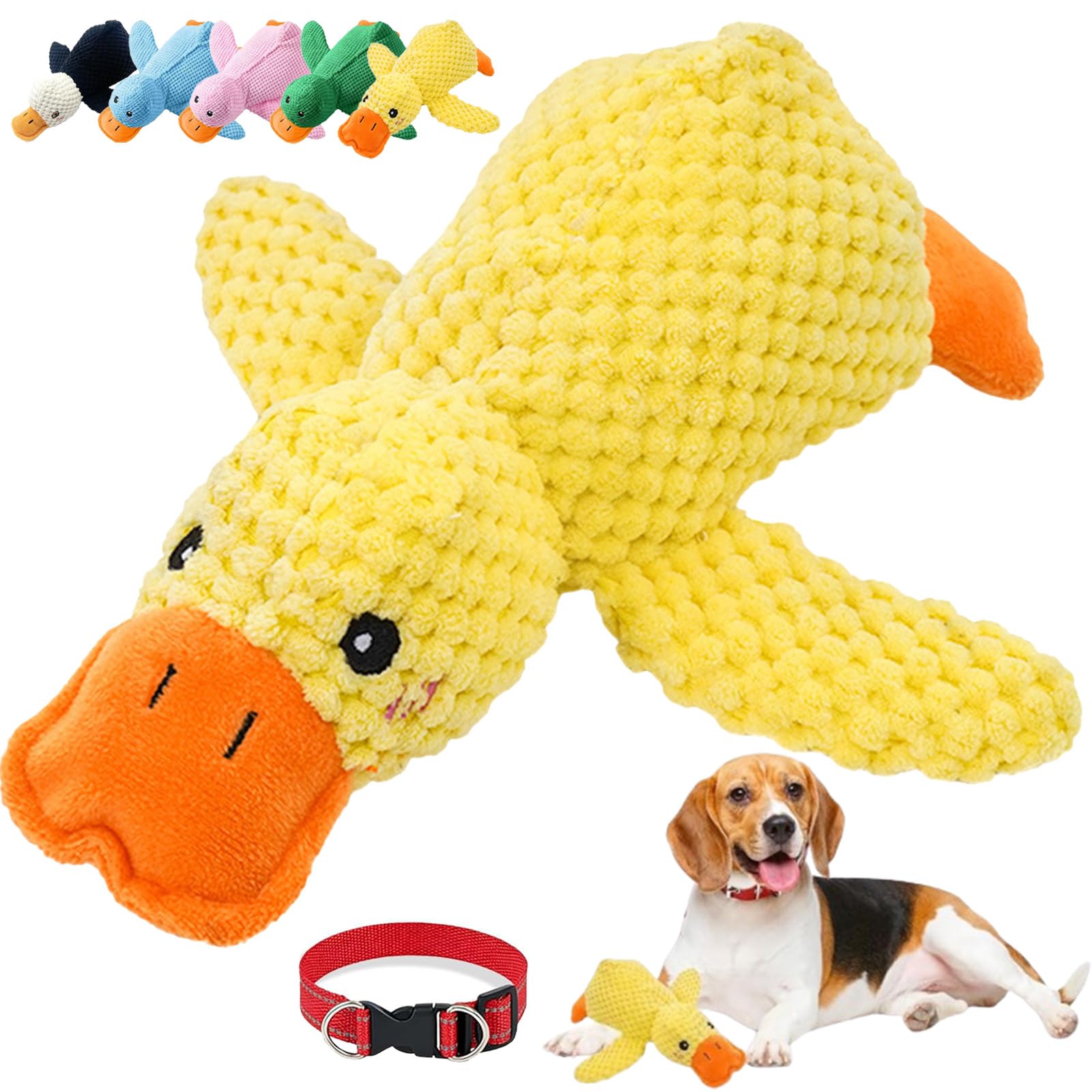 Pawlove Duck, Paw Love Calming Duck, 25/32/45CM Calming Ducks Toy for Dog,Anxiety Relief Plush Yellow Chew Toy for Dog Boredom,Soft Stuff Pet Doll with Quack Sound&Crazy Crinkle (Yellow, L(45cm/18“))