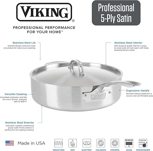 Viking 5-Ply Deep Frying Pan with Lid - Thumbnail 3