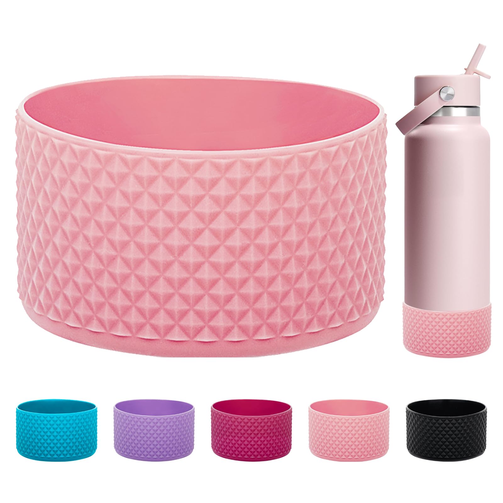 WK IEASON 1 Stück Tumbler Bodenschutz Flask Silikonhülle 32oz 40oz für Hydro Flask Wide Mouth, Anti-Slip Silicone Sleeve Cover Bumper for Hydro Water Bottle Accessories -3.56inch Bottom Diameter