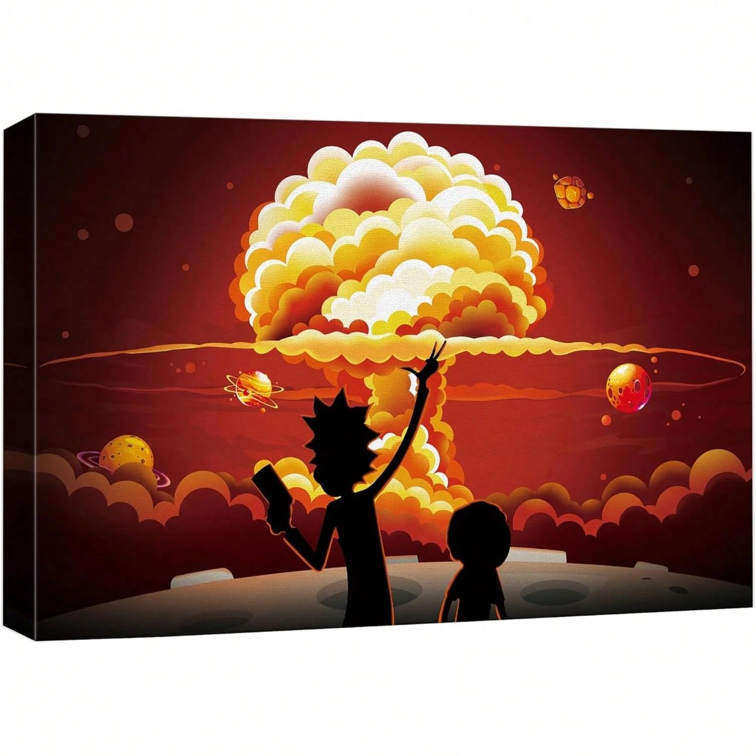 AIHNBF Rick und Morty inspirowany kosmosem obraz na płótnie do salonu, pokoju gamingowego dekoracja – dynamiczny krajobraz Pop Art Sci-Fi, 80 x 120 cm