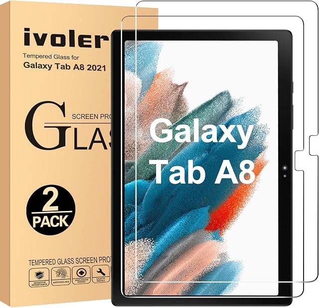 ivoler [2 Pack Screen Protector Compatible for Samsung Galaxy Tab A8 10.5 inches 2021, Bubble-Free, Anti-Scratch, 9H Hardness Tempered Glass