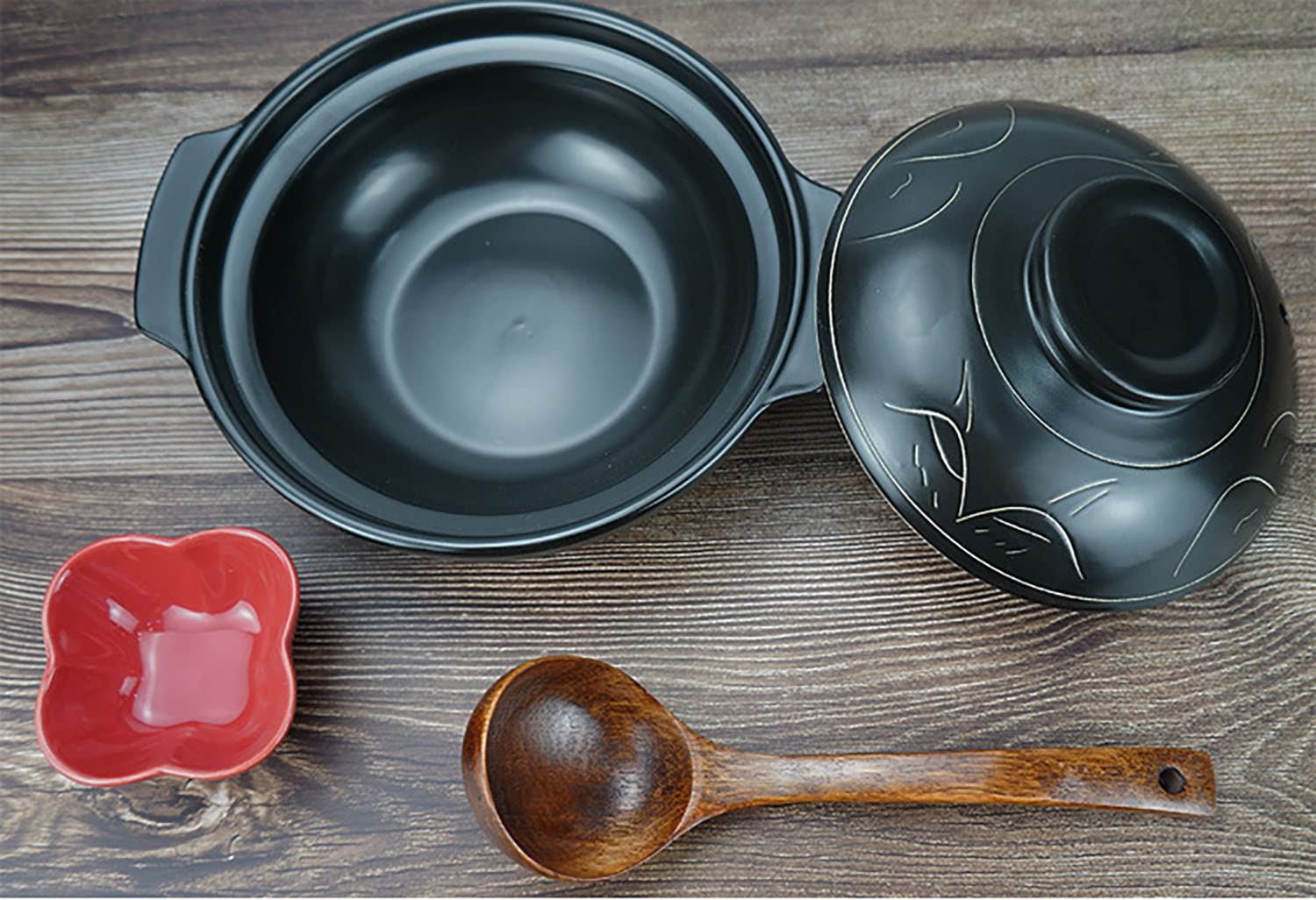 Ceramiczne naczynia do zapiekanek, Odporny na wysoką temperaturę garnek ceramiczny Trwały i łatwy do czyszczenia Kuchenka gazowa użytku domowego Garnek gliniany z otwartym płomieniem(1.5l)