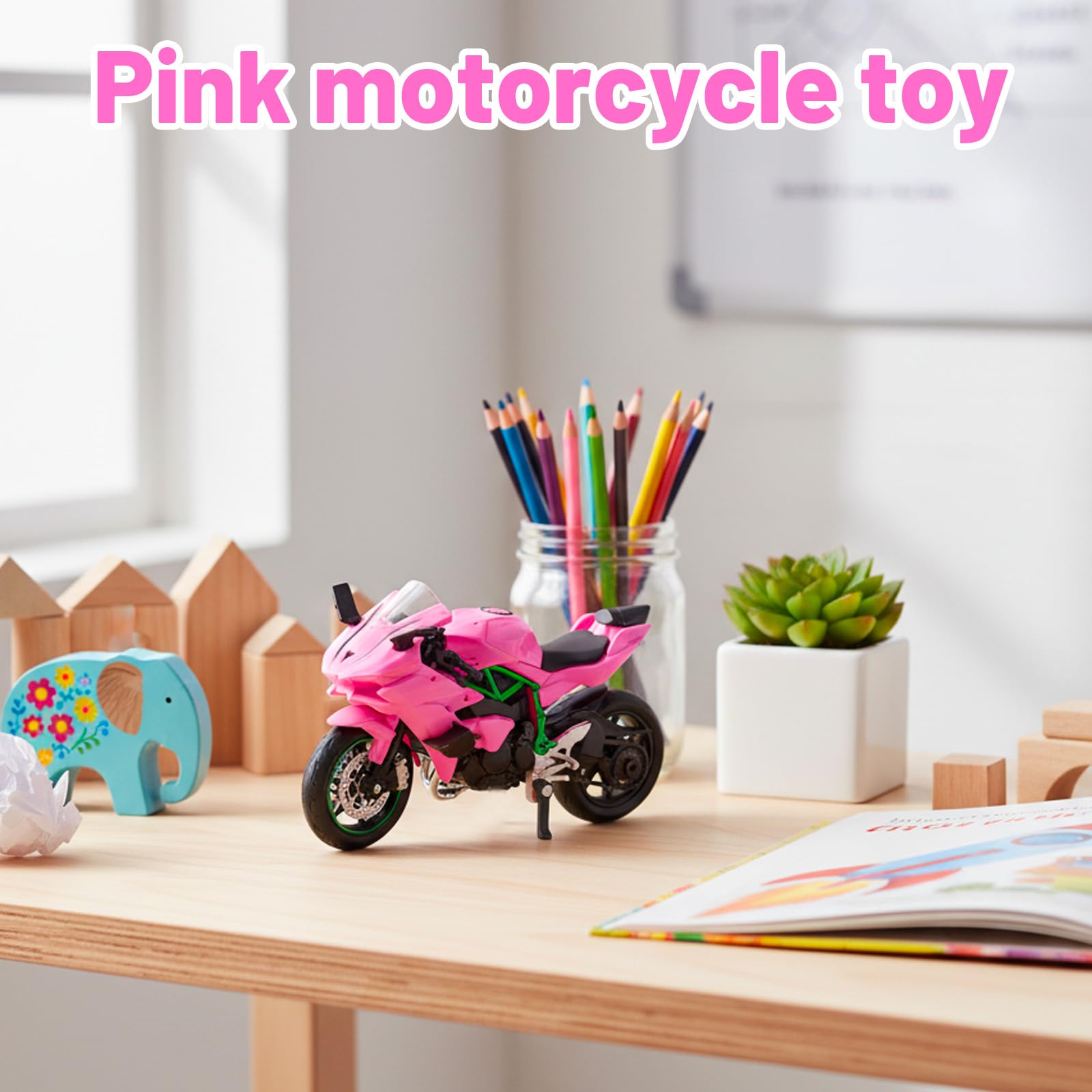 WaaRiuQ Toy Motorbike, Pink Alloy Motorcycle Toy for Kids Durable Motorbike Model Toys - Image 4
