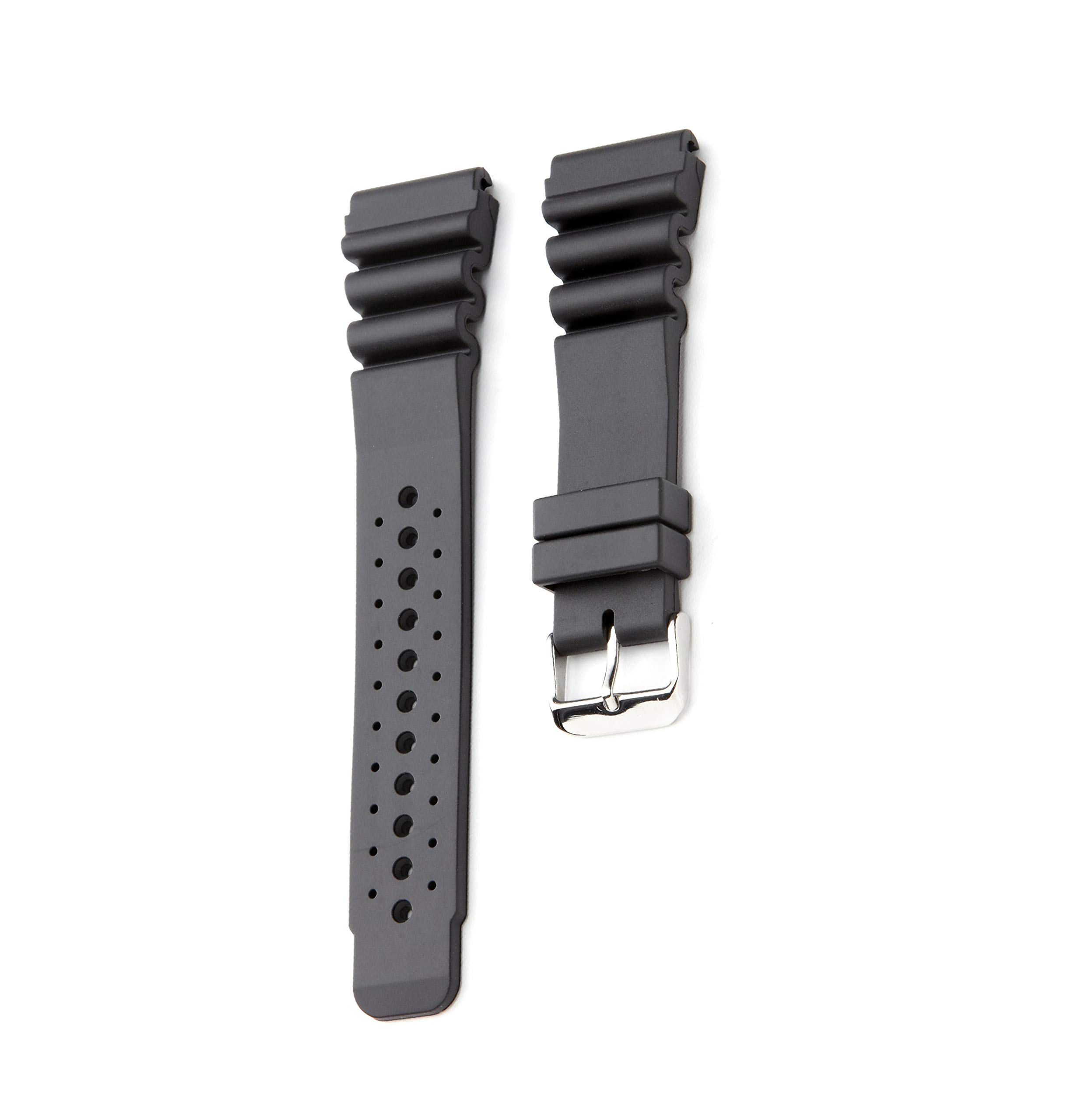EwatchAccessories 24mm Black Polyurethane (PU) Rubber Watch Band Strap | Cofortable and Durable Material (B08NYWVSFZ) Amazon Price History, Amazon Price Tracker