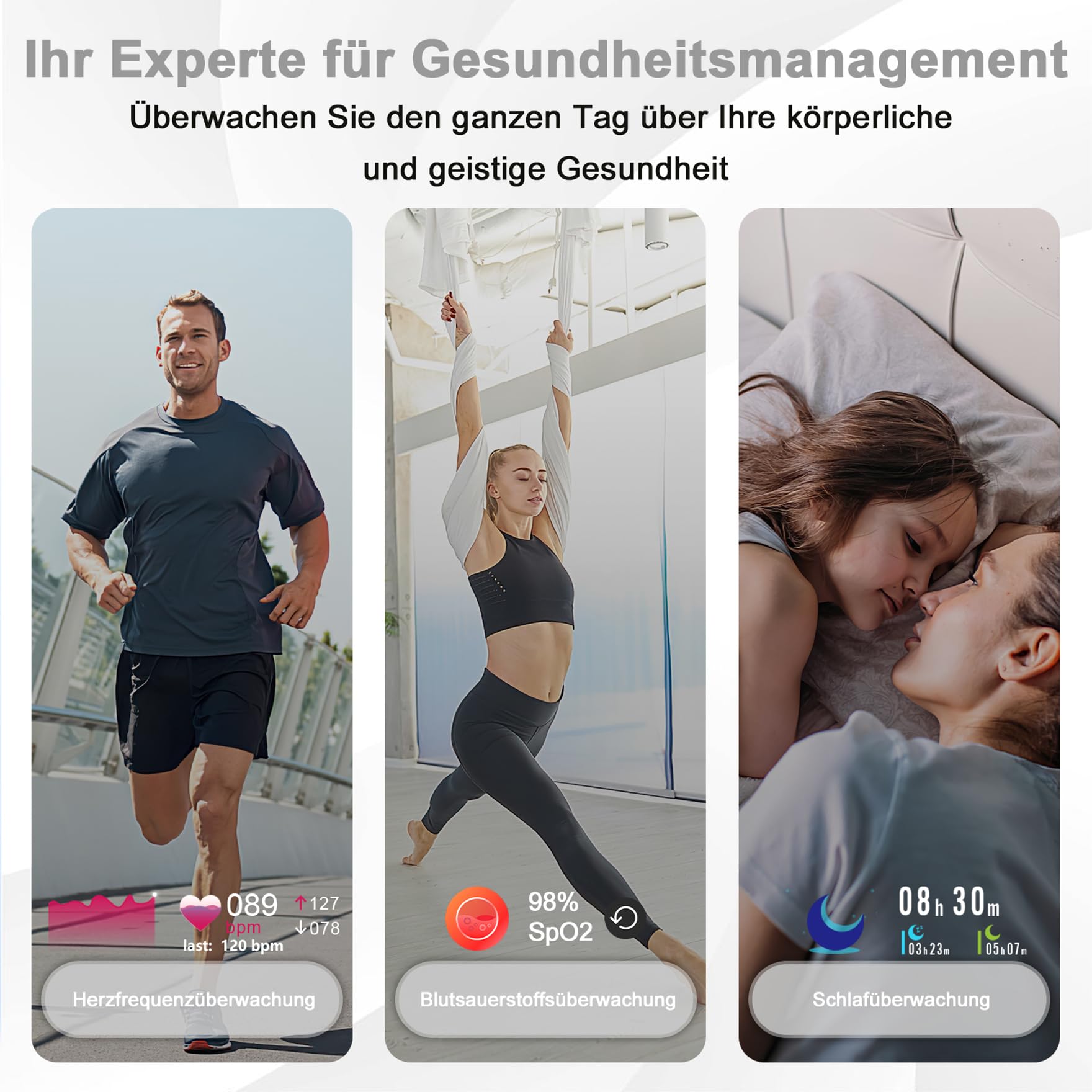 Blackview Smartwatch Herren Damen Fitnessuhr, 1,85'' Smart Watch, Armbanduhr mit Pulsmesser Schlafmonitor Musiksteuerung SpO2, Schrittzähler Uhr Sportuhr, Aktivitätstracker für Android iOS, Grau