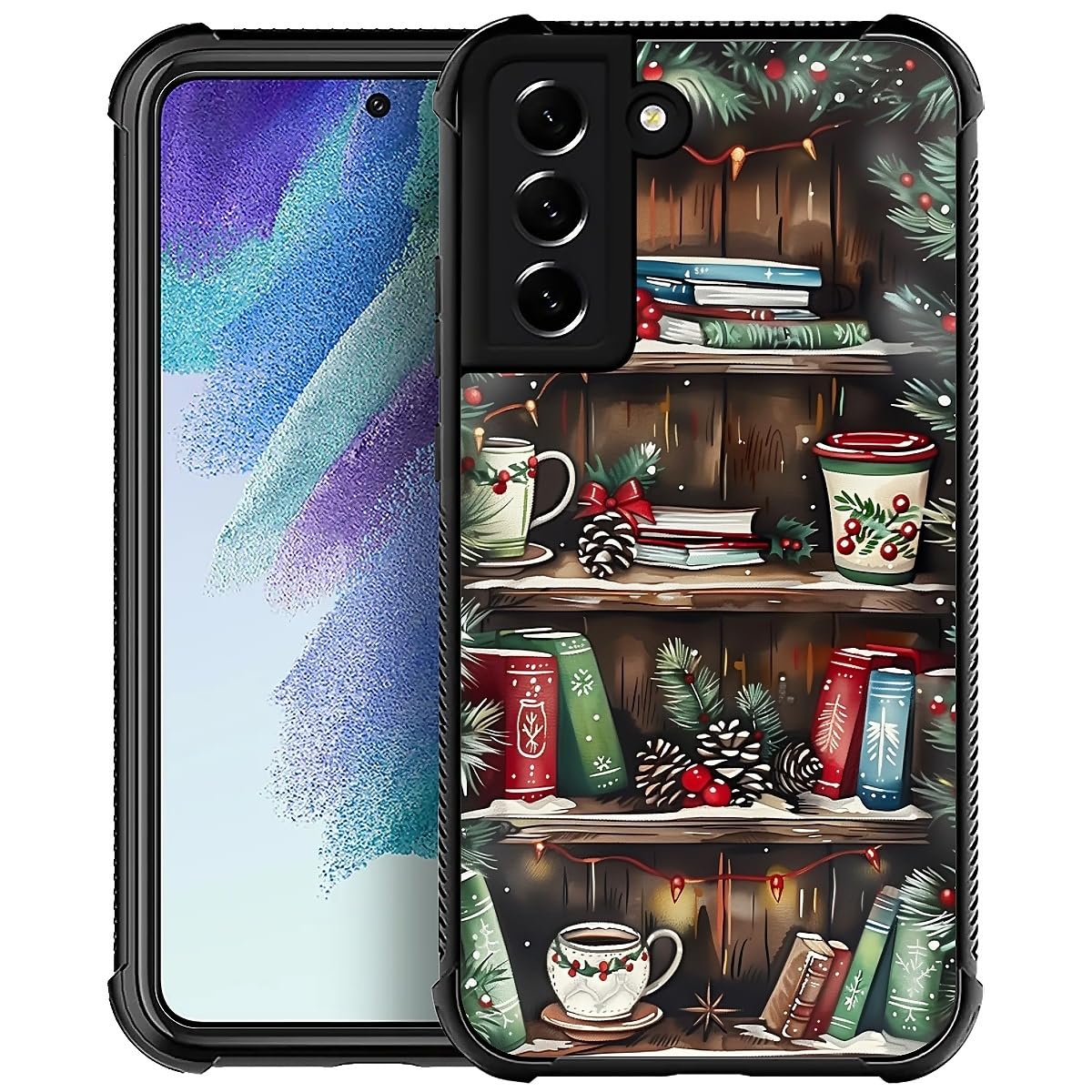 ZHEGAILIAN Case for Samsung Galaxy S21, Winter Bookshelf Coffee S21 for Men Boy,Drop Protection with Soft TPU Bumper