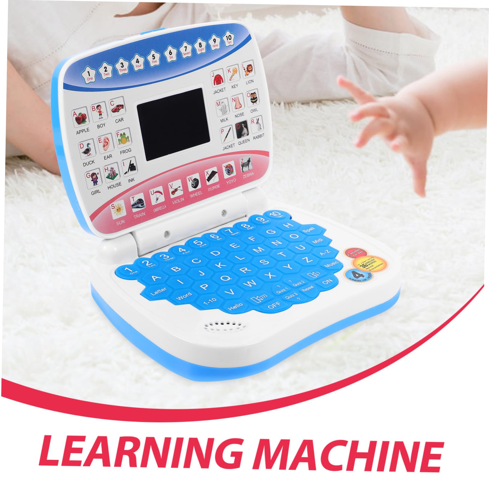 Computer Educativo Portatile Blu, Simulazione Apprendimento Schermo LED | Festa Scuola Decor, Party Toy per Ragazzo Ragazza, 3 X Aa Batteria Non Inclusa