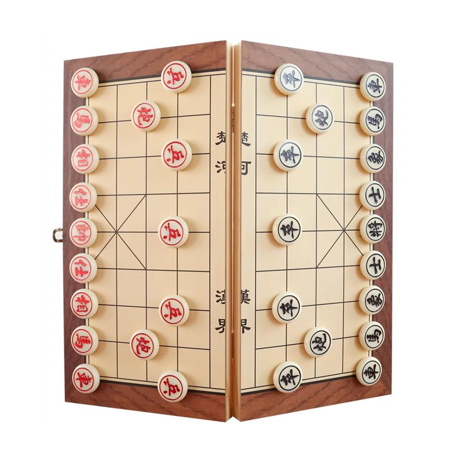 Jeu d'échecs Chinois avec Plateau Pliable en Bois, Portable, magnétique, Xiangqi, Traditionnel, Classique, éducatif, Jeu de stratégie, Jeu de Voyage pour débutants (Taille : 13,4 x