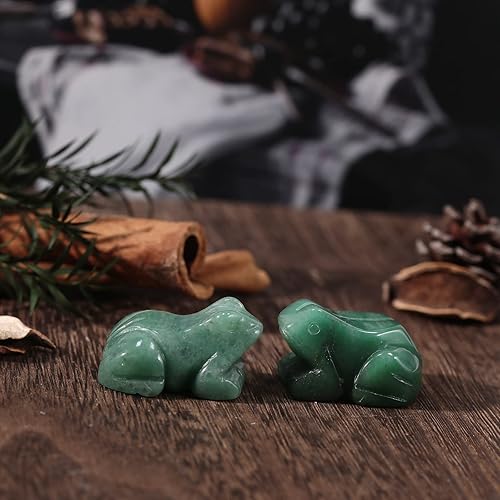 Miniatura 3 de Figura de cristal de rana de aventurina verde, pequeña escultura de cristal curativo tallada a mano, 1.5 pulgadas