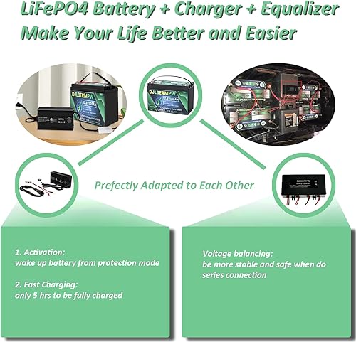 Miniatura 9 de Batería de litio LiFePO4 de 48 V 100 Ah, batería de carrito de golf de ciclo profundo de 8000+ 48 V, BMS integrado de 5120 W, 4 unidades de baterías