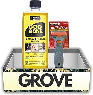 Goo Gone Adhesive Remover Spray 8 oz Bundle with Scraper – Removes Sticky Residue, Glue, Crayon, and Gum from Hard Surfaces with Precision – Gift Set (2 Items)