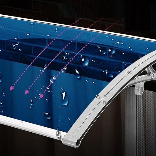 KDDEON Toldo para ventana de puerta curvada azul silencioso, toldo para techo, techo de patio, toldo de policarbonato, puerta delantera para patio, KDDEON Toldo para ventana de puerta curvada azul silencioso, toldo para techo, techo de patio, toldo de policarbonato, puerta delantera para patio,