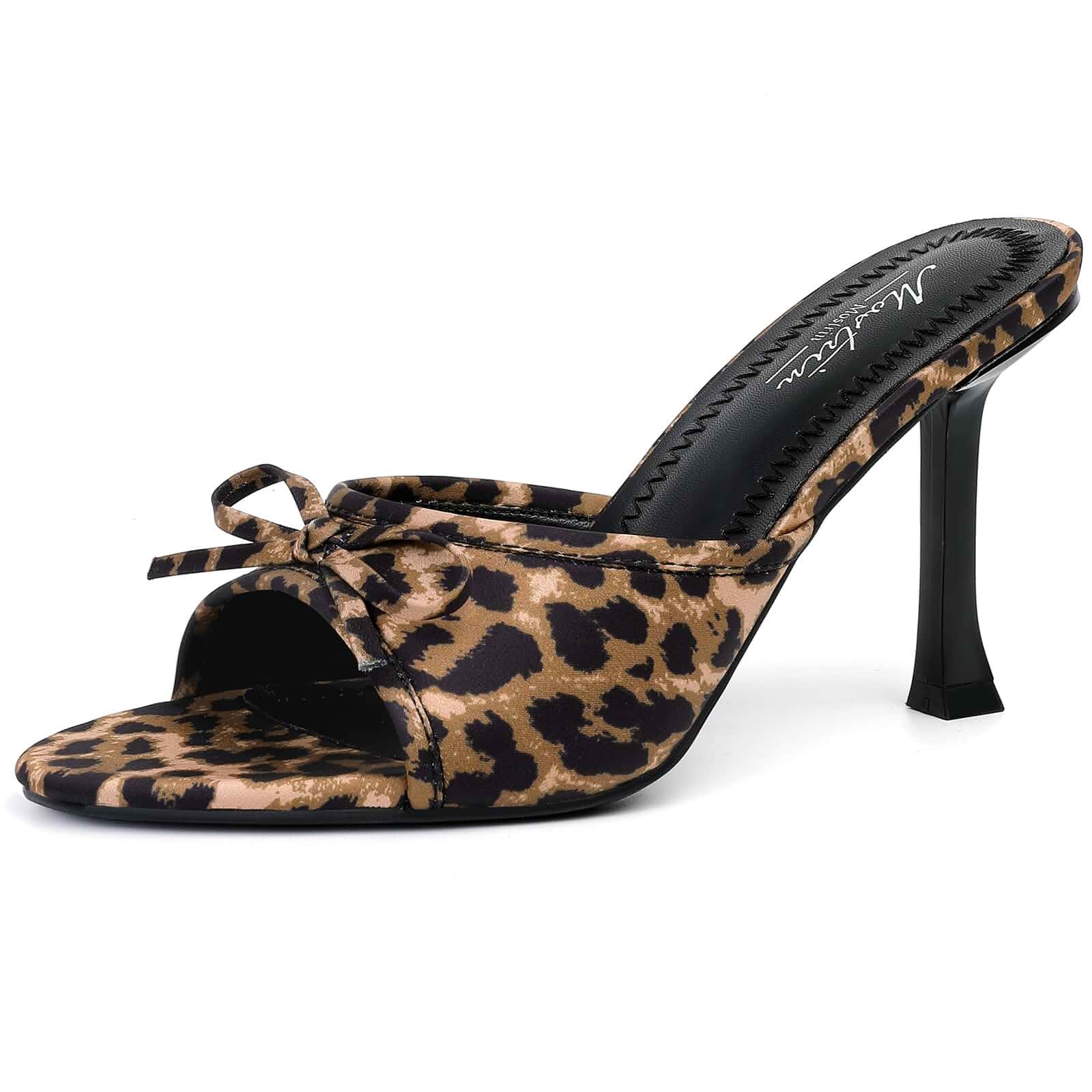Mostrin Kitten Heels for Women Round Toe Heels With Bow Vintage Mules Sexy Slip on Stiletto Backless Sandals for Party Daily
