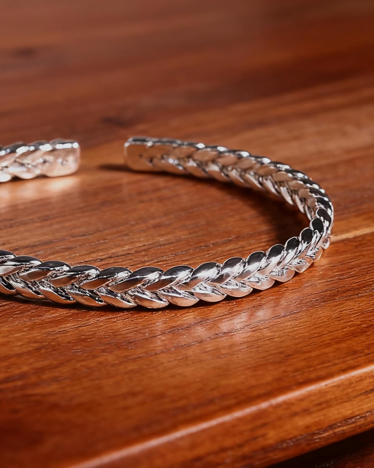 Sterling Silver Bracelet Bangle for Women, Hollow Carved Open Cuff with Polished Shine, Adjustable Vintage Style Silver Plated Jewelry Gift - Image 5