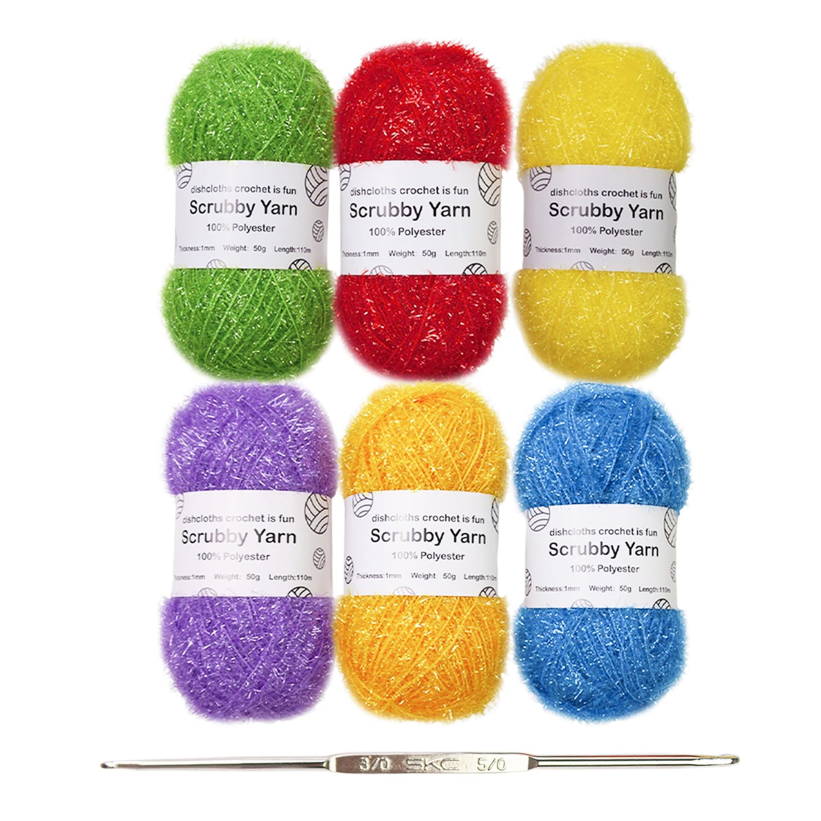 Fabeas Scrubs Yarn For Dishcloths Crocheting Polyester Yarn Crochet Yarn With Hook Handmade Yarn Sparkles Dish Scrubs Yarn
