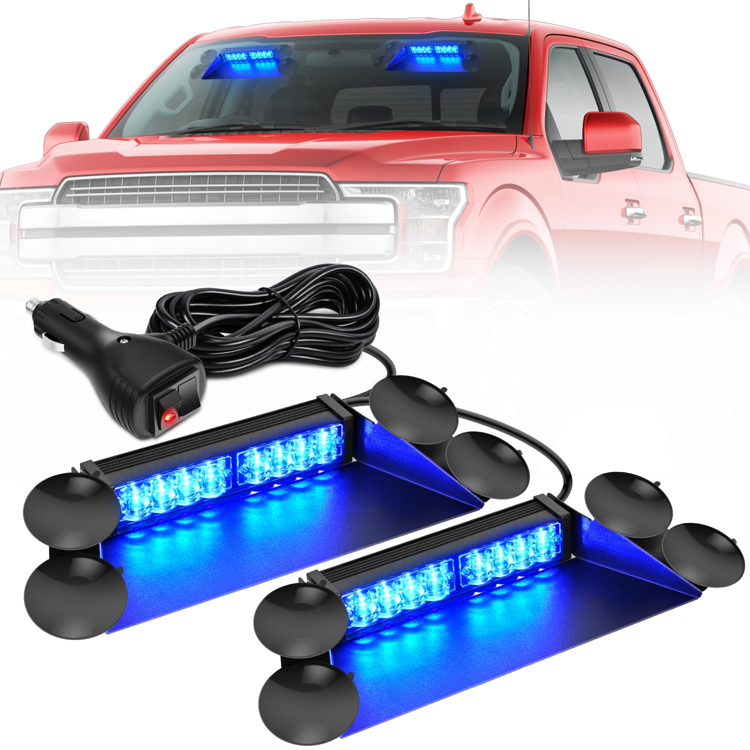 Nilight 16LED Blue Dash Strobe Light Cigarette Lighter Plug
