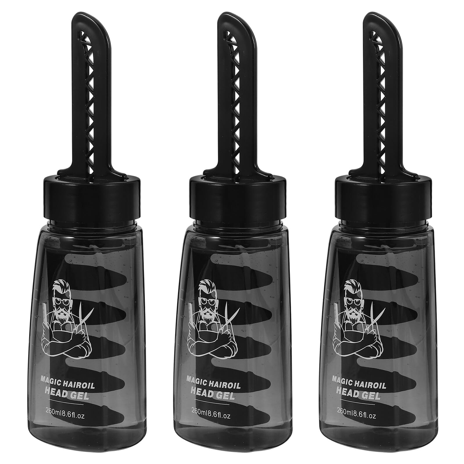 Haargelflasche 260ml Kunststoff mit Kamm für Männer, 3 Stück