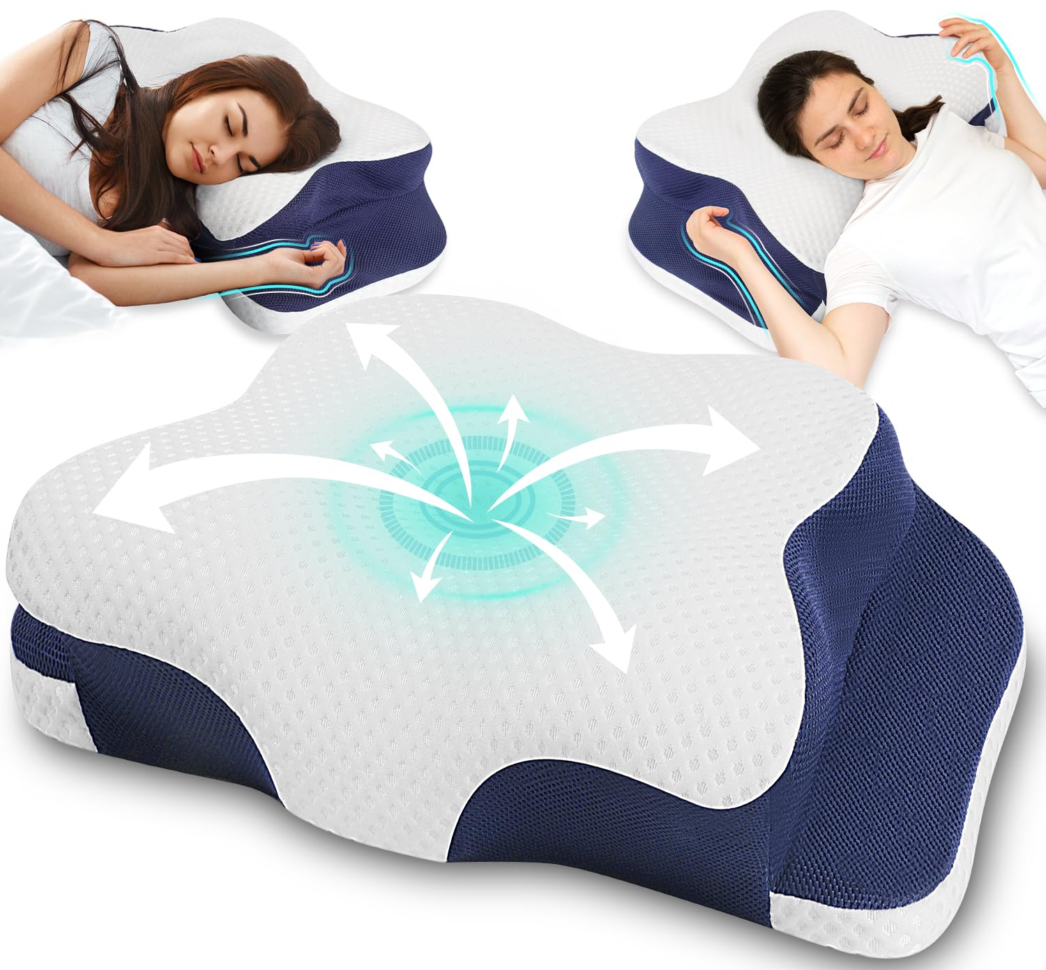 Memory Foam Cervical Pillow for Neck Pain Relief Sleeping: Orthopedic Neck Support Pillow for Neck Pain- Ergonomic Side Sleeper Pillow for Sleeping - Contour Bed Pillows for Side Back Stomach Sleeper