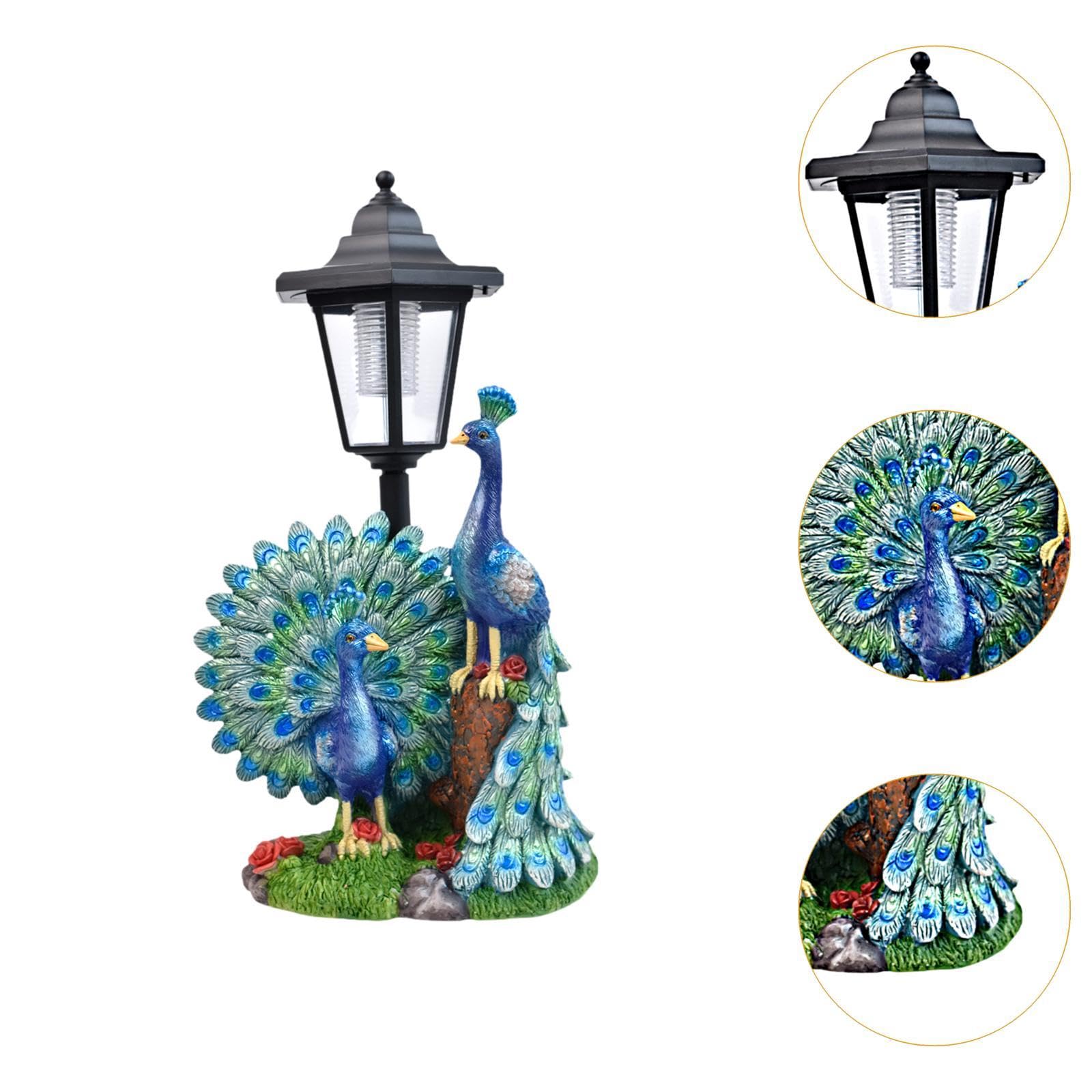 MagiDeal Estatua de para jardín con luz Decoración Exterior, Escultura de Resina única y Lámpara de Animal para jardín.