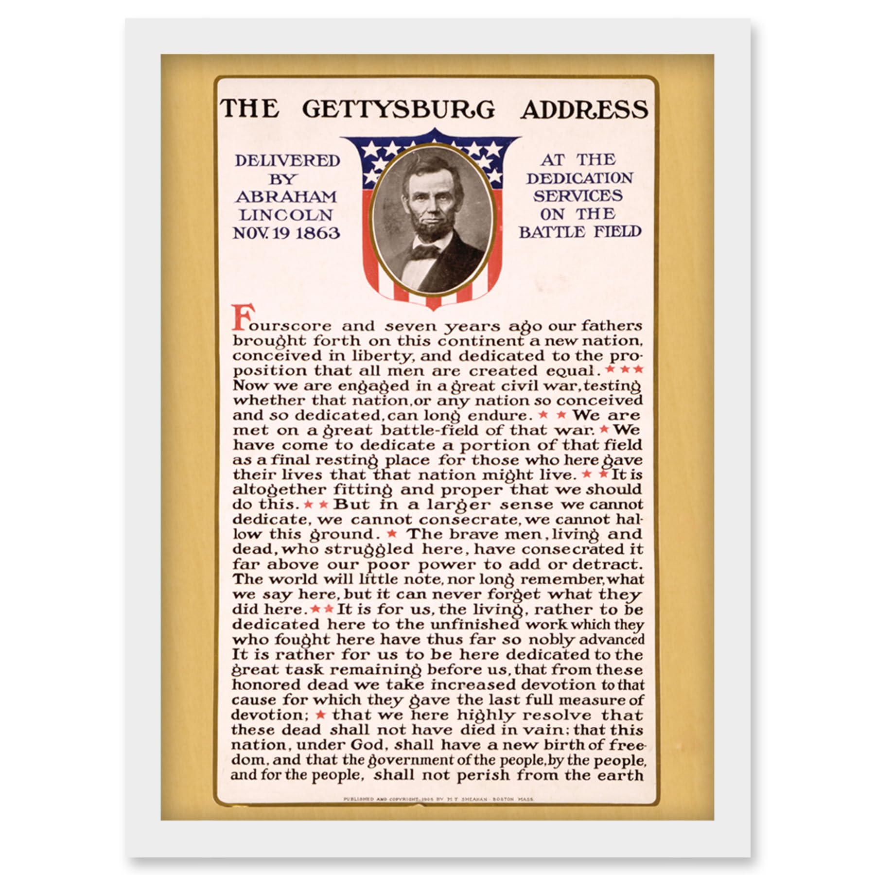 Artery8 War US Civil President Abraham Lincoln Gettysburg Address A4 Artwork Framed Wall Art Print