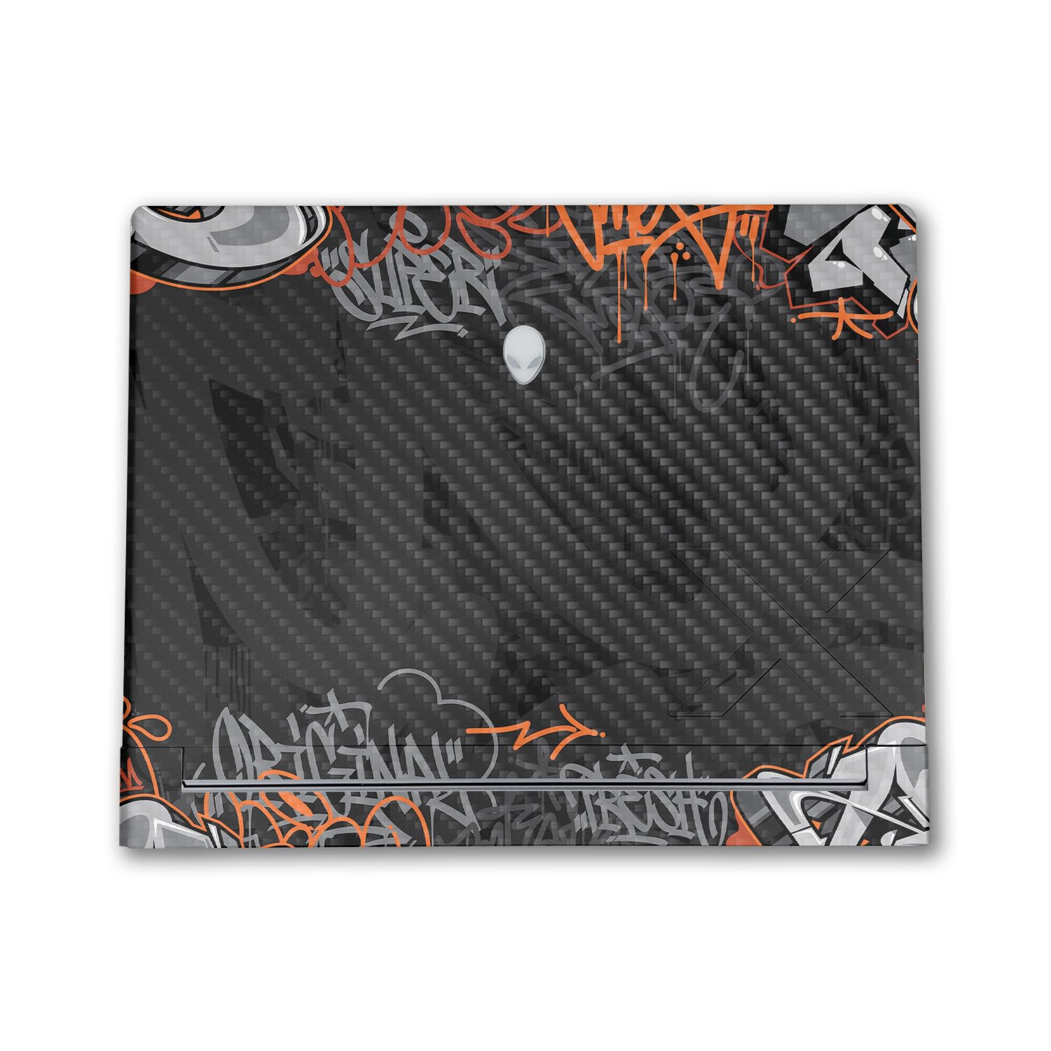 Carbon Fiber Laptop Skin Compatible with Alienware X16 R2 (2024) - Orange Tag - Premium 3M Vinyl Protective Wrap Decal Cover - Easy to Apply | Crafted in The USA by MightySkins