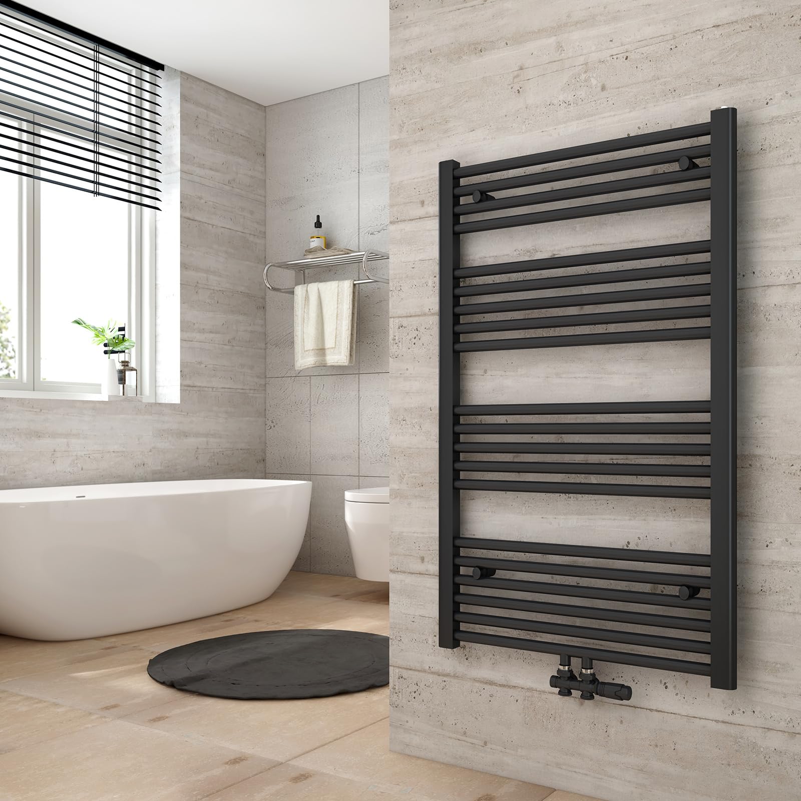 Heilmetz Anthrazit BadHeizkörper 60 x 100 cm Handtuchtrockner Bad-Heizkörper Handtuchheizkörper Mittelanschluss Heizung 498 Watt Leistung Handtuchwärmer