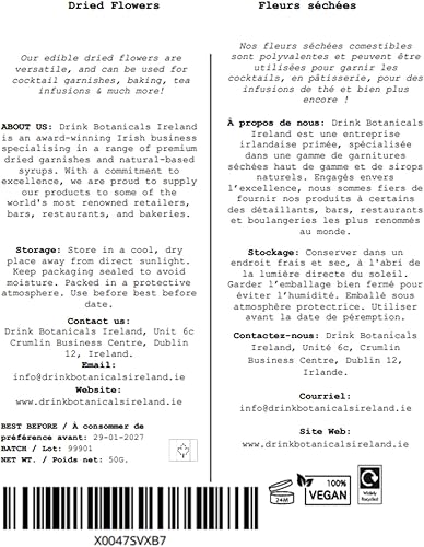 Miniatura 9 de Flores mixtas secas comestibles  100% naturales y comestibles  Más de 50 flores  Flores para decorar cócteles, decoración de pasteles, infusiones de