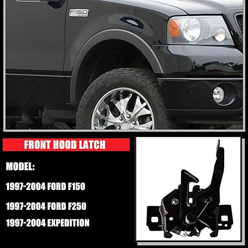 Miniatura 2 de Conjunto de pestillo de capó compatible con Ford F-150 1997-2003F-150 Heritage 2004F-250 1997-1999Expedition 1997-2002