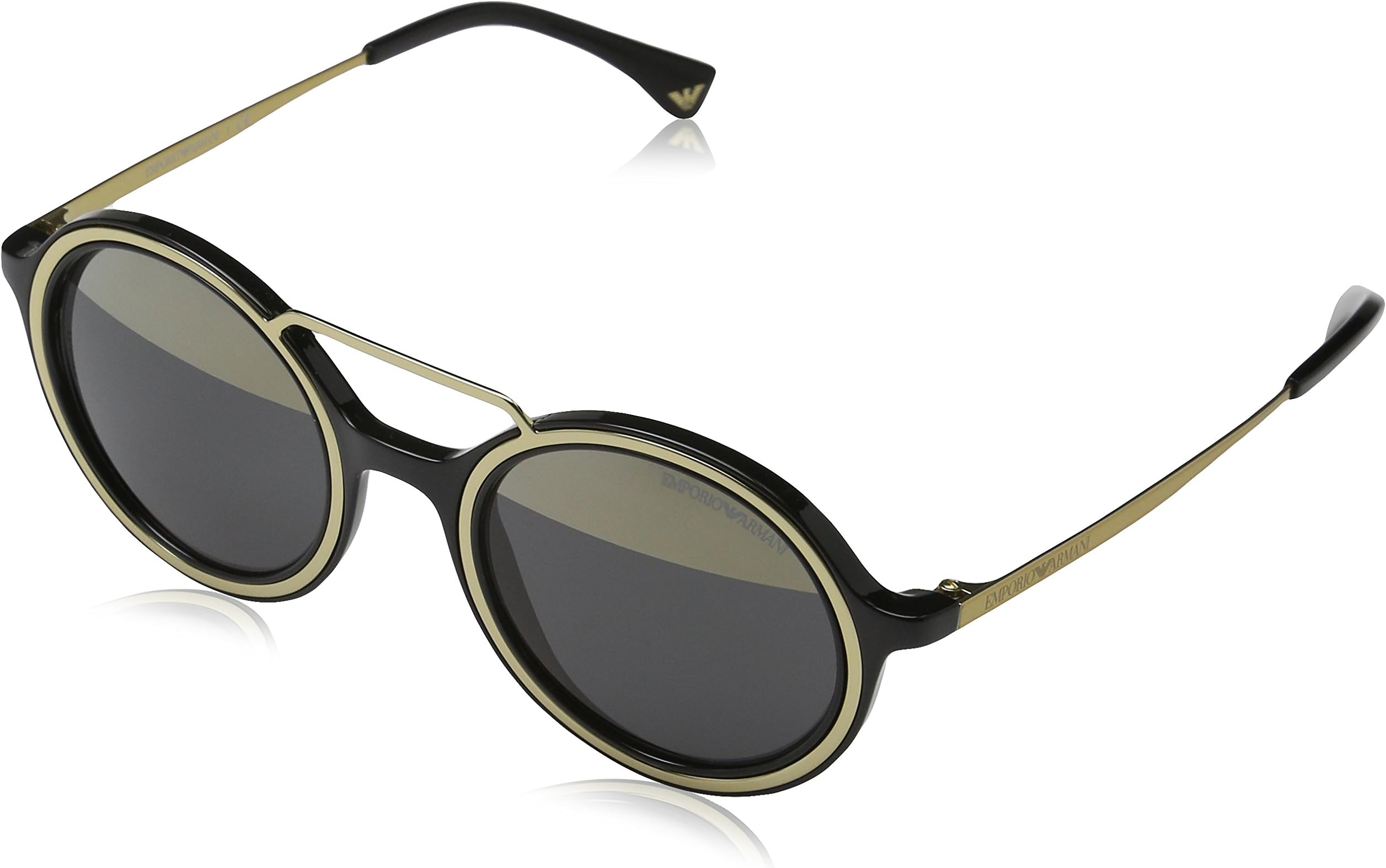 Armani EA4062 Sunglasses 50171Z-49 - Black/pale Gold Frame, Grey Mirror Gold EA4062-50171Z-49