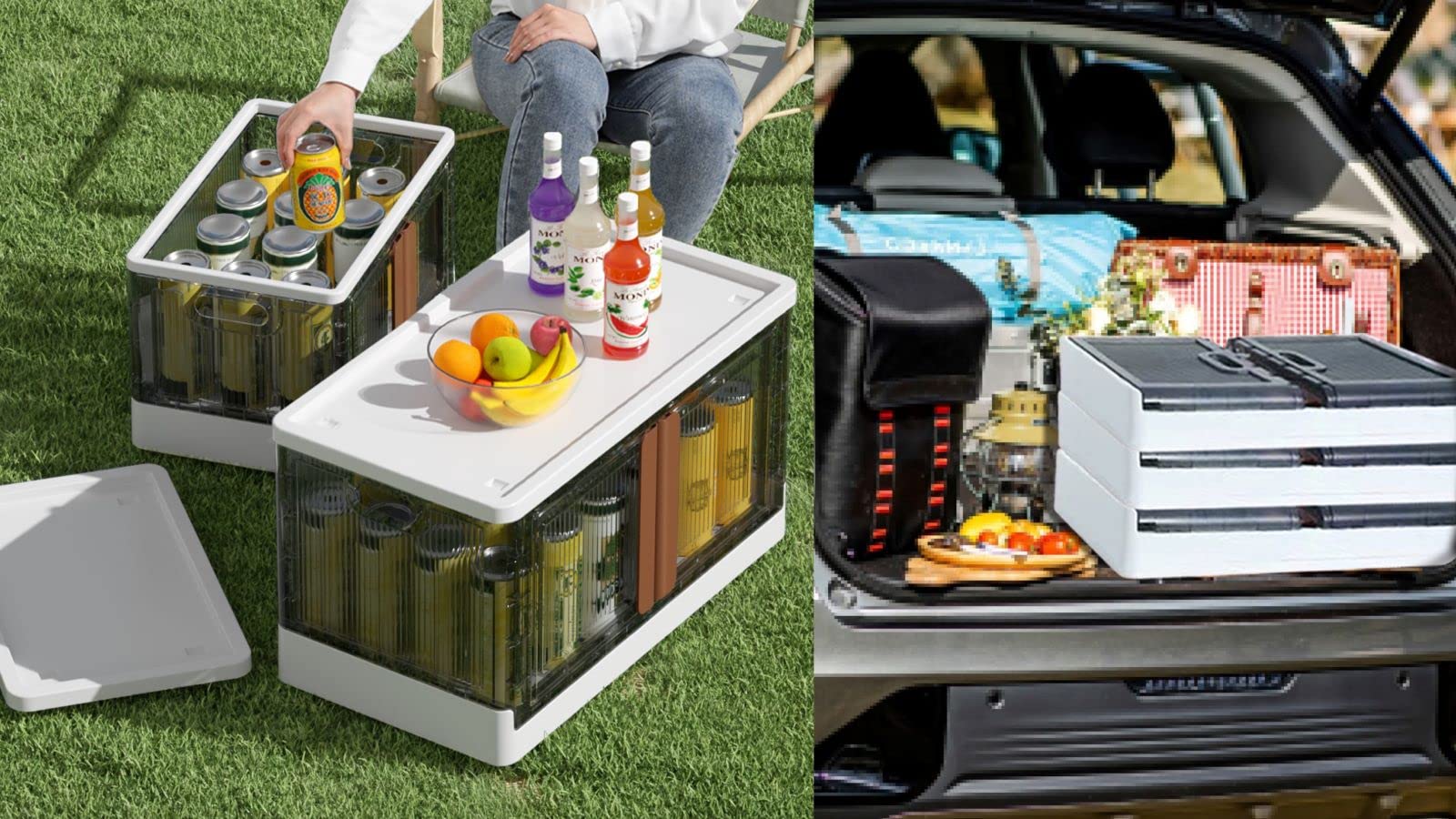 折り畳みコンテナ 収納ボックス 収納ケース 前開き キャスター付き 72L 3個