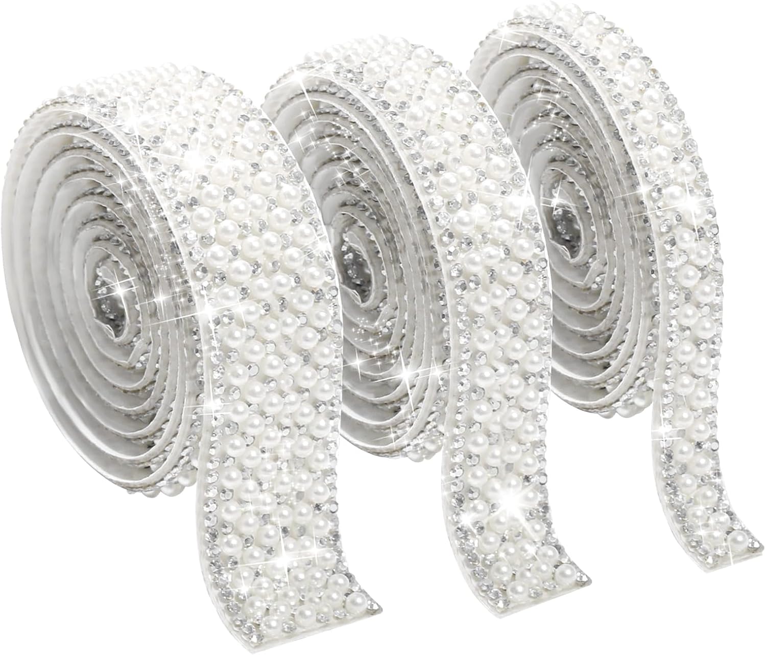 Amazon.com: 3 Rolls Self Adhesive Rhinestone Ribbon Pearl Wrap Roll ...