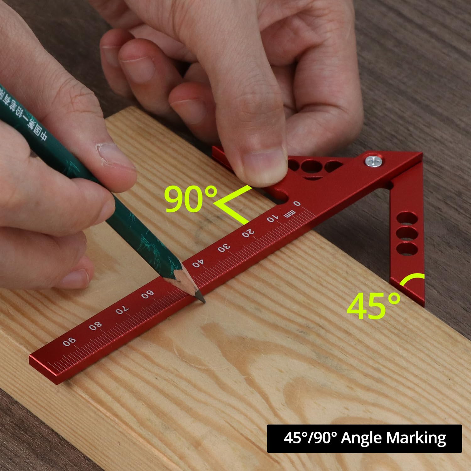 QWORK® Center Finder Angolo di centraggio 45/90 gradi con scala da 105 mm, strumento di misurazione di precisione in lega di alluminio per linee centrali e angoli esatti