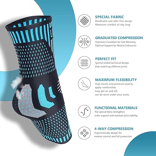Miniatura 2 de Lusenone Tobillera para mujeres y hombres (par), manga de tobillo de compresión, los mejores calcetines de apoyo de tobillo para fascitis plantar,