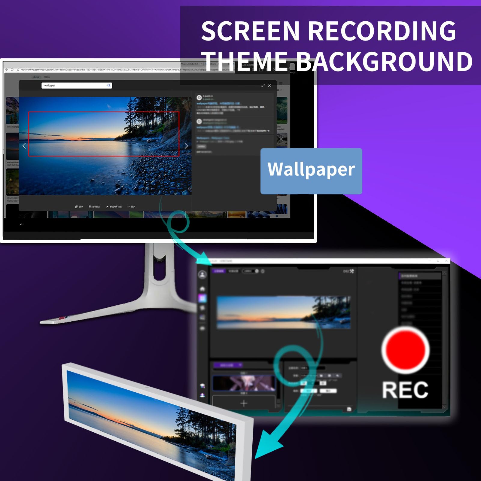 Mini Monitor da 9,2" per PC, Pannello di Visualizzazione della Temperatura del PC con Temi Video Dinamici, Monitor RAM CPU GPU, Layout Personalizzabile per Programmatori di (WHITE)