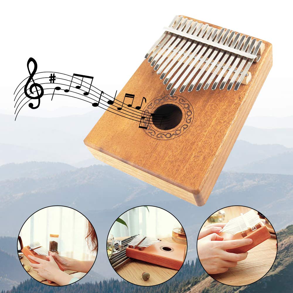 Dripex Kalimba 17 Schlüssel, Finger Daumenklavier Kalimba Thumb Piano Marimba Instrument für Musikliebhaber Anfänger (Mahagoni)