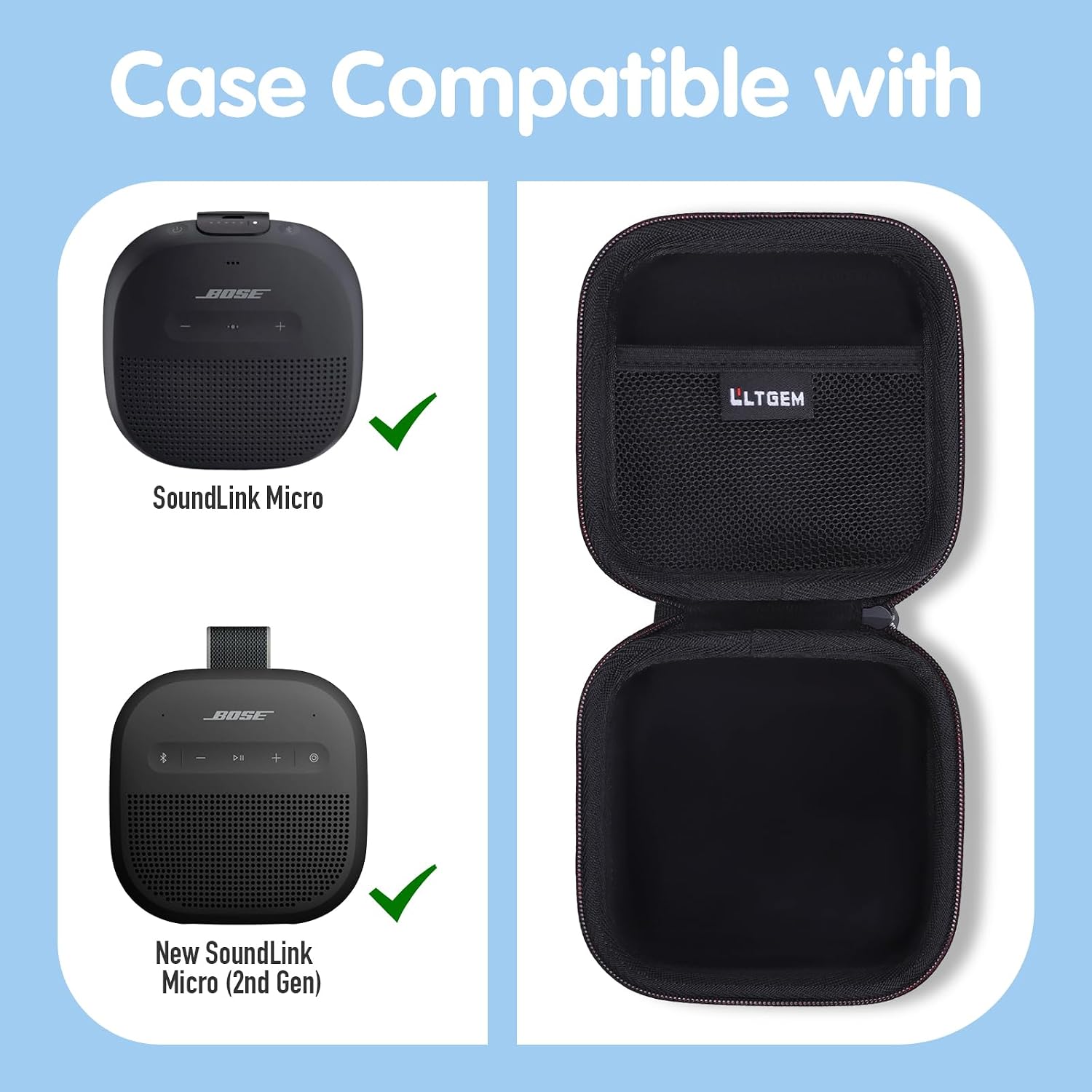 LTGEM Case Compatible with Bose SoundLink Micro Portable Bluetooth Speaker(2nd Gen), Hard Travel Carrying Storage Bag - White(Case Only)