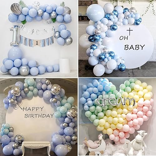 Miniatura 6 de Globos de fiesta azul pastel de 5 pulgadas, 100 mini globos de látex azul macarrón para decoración de cumpleaños, boda, baby shower (azul pastel)