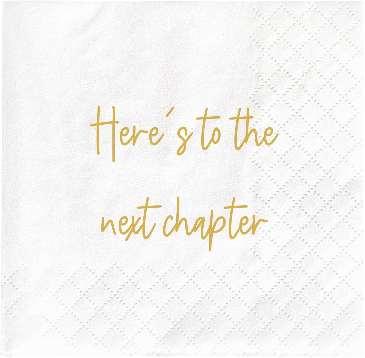 Here's to the Next Chapter Napkins - Good Luck & Congratulation Napkins for Graduation, New Job & Retirement Parties - 50 Pack, 2-Ply, 4.5 x 4.5 in