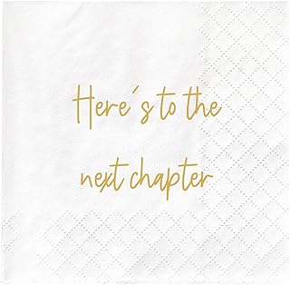 Here's to the Next Chapter Napkins - Graduation, New Job, 30Pcs, 4.5x4.5in | Good Luck & Congratulation Party Supplies, 2-Ply Disposable Napkins for Farewell Celebrations and Career Changes