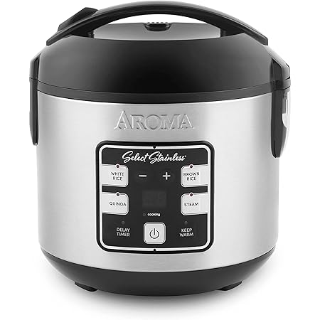 Aroma Housewares Select Stainless Digital Rice & Grain Multicooker, Rice Cooker 4 Cup uncooked, (ARC-914SBDS)