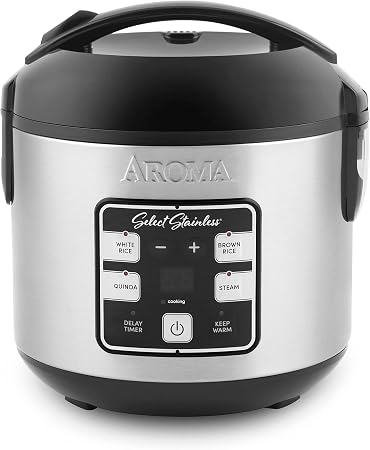 AROMA® Select Stainless® Rice Cooker, 4-Cup (Uncooked) / 8-Cup (Cooked),
