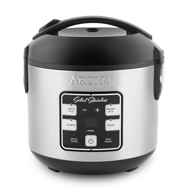 Aroma Housewares Select Stainless Digital Rice Grain Multicooker Rice Cooker 4 Cup uncooked ARC-914SBDS