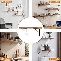 Vista 5 de HOME MASTER HARDWARE Soportes de estante de 10 x 8 pulgadas, soporte de ángulo de pared triangular de 90 grados en L para estantes flotantes, Negro