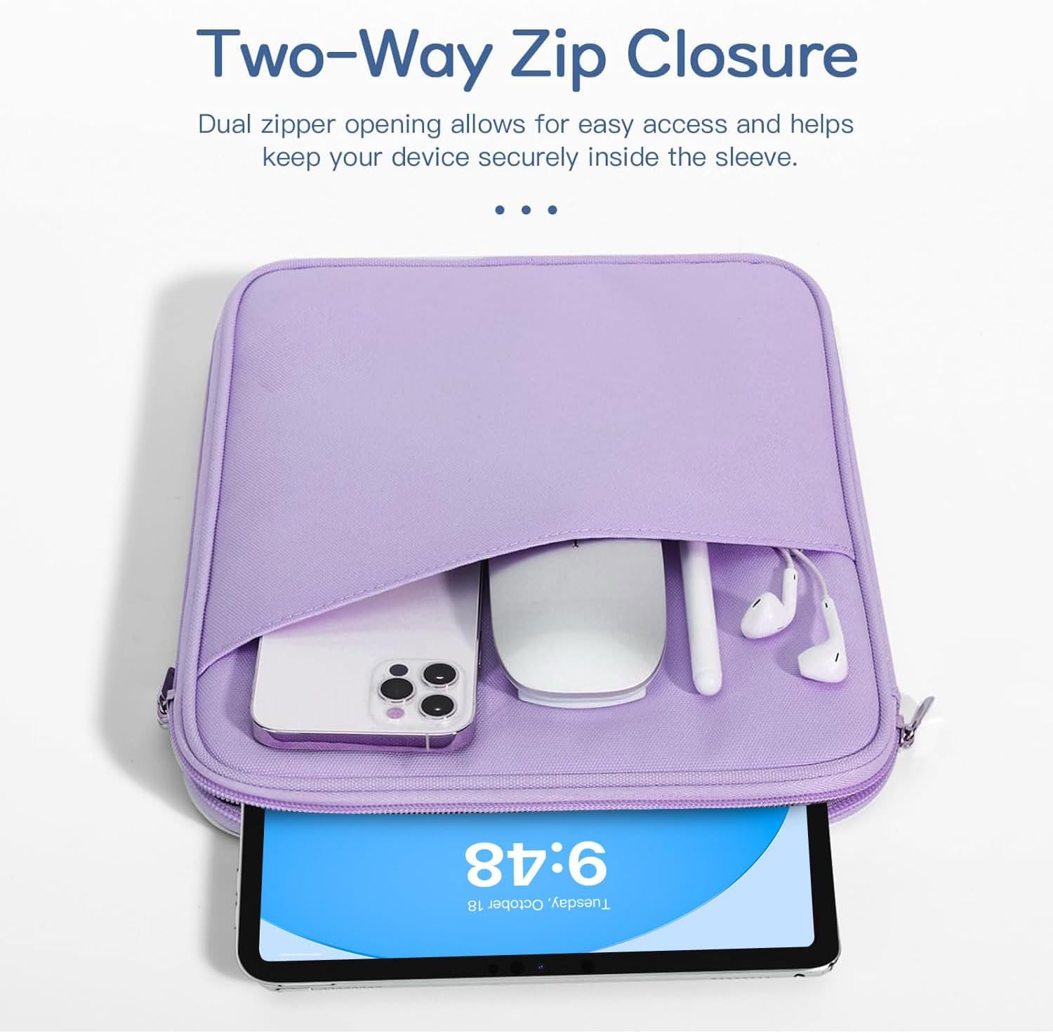 Dadanism 9-11 Inch Tablet Sleeve Bag Carrying Case for iPad (A16) 11th Gen 11", iPad 10th Gen 10.9" Air 5/4, i-Pad Air/Pro 11", i-Pad 9/8/7th, Galaxy Tab A9+ Plus 11", Remarkable 2 10.3", Grey Purple - Image 6